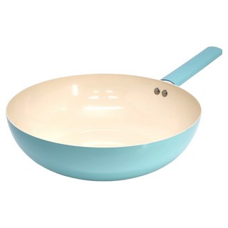 義大利 Mama Cook 陶瓷炒鍋 甜心粉藍, 1個, 30cm