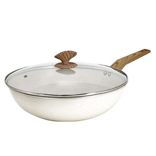 UBUNDOU 雨文堂 麥飯石不沾炒鍋 吹雪白, 1個, 32cm