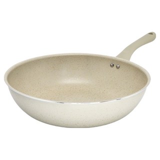 義大利 Mama Cook 鈦石不沾炒鍋 百合白, 1個, 30cm