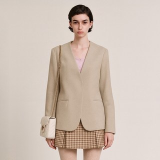 L'or de Seoul 女款時尚無領花呢外套 FVJK250902