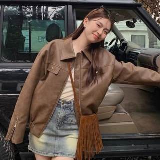 Awesomeful女款Novarint皮革夾克 A25WJK091704