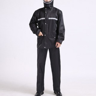 Elsso 摩托車 自行車 工作用 雨衣 上下套裝, 黑色