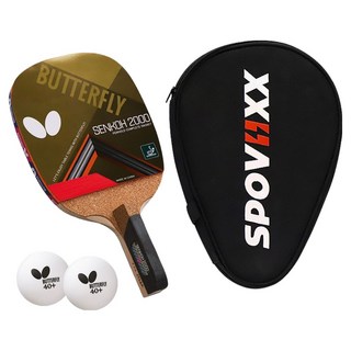 버터플라이 탁구 라켓 + 탁구공 2p + 스포빅스 케이스 세트, 1개, SENKOH2000