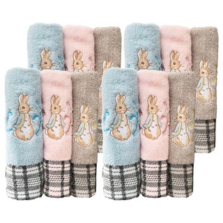 PETER RABBIT 比得兔 格紋刺繡毛巾 FZ-AC3488PR 12件組, 1套, 顏色隨機