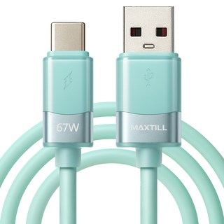 MAXTILL Type-A轉Type-C USB 67W 超高速充電線 MT-UC, 薄荷綠, 1個, 1m