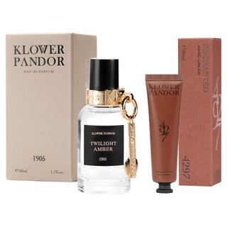 KLOWER PANDOR 台灣公司貨 記憶香氛日常組 暮光琥珀記憶香水 + 荒野玫瑰香水滋潤護手霜, 1套