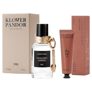 KLOWER PANDOR 台灣公司貨 記憶香氛日常組 暮光琥珀記憶香水 + 潘朵拉的秘密香水滋潤護手霜, 1套