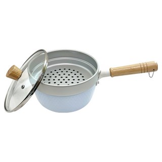 이디나 편한냄비 인덕션 IH 세라믹 함마톤 냄비 + 유리뚜껑 + 찜기 세트, 18cm, 스카이, 1세트