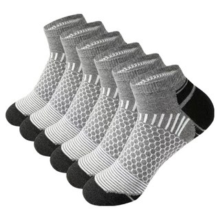 Tideco 吸汗性佳登山跑步運動襪, 灰色, 6個