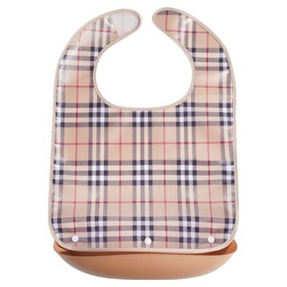 YUNMI 3D立體老人圍兜/成人圍兜/銀髮族圍兜/大童圍兜/長輩口水兜 調節頸圍 防水防油, 卡其色, 1個