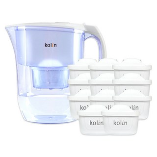 Kolin 歌林 四重精濾濾水壺 + 濾芯 11個, 白色, 1組