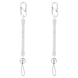 Nexpick 彈簧式鑰匙圈手機防盜掛繩 28cm, 透明, 2個