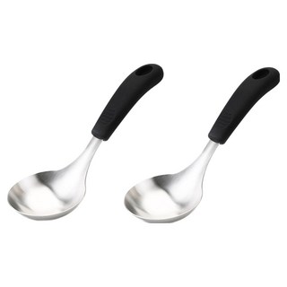 뉴비아 실리콘손잡이 스텐304 미니 국자, 블랙, 2개