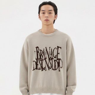 URBANAGE 男女通用 Wild Logo 圓領寬鬆針織衫