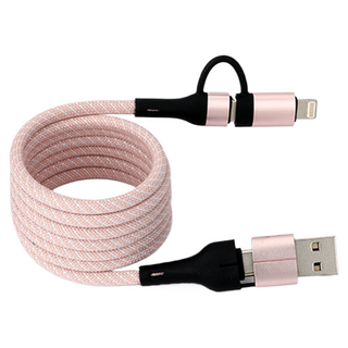 Piknoa 強力磁吸防纏繞4合1充電線, 粉紅色, 1個, 1m
