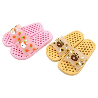 Hearty Friends 立體襯墊兒童浴室拖鞋, 粉紅色 + 黃色, 2個