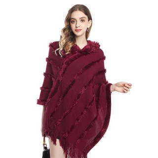 DMELD 女性流蘇長款披肩連帽斗篷