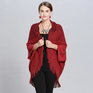 DMELD 女用大型圍巾流蘇披肩斗篷
