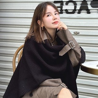 DMELD 女款大型針織披肩斗篷