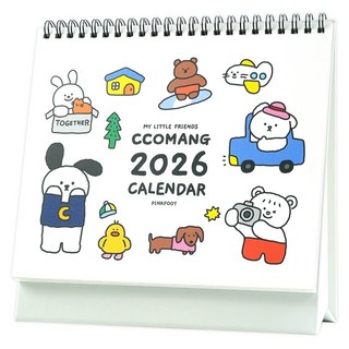 핑크풋 2026년 꼬망 탁상 달력, 혼합색상, 1개