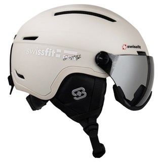 스위스핏 라피네 스키 스노우 고글 일체형 바이저헬멧, 아이보리, 1개