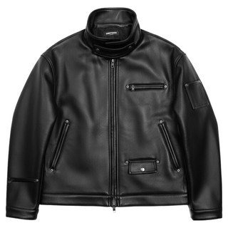 saintpain 男女通用交叉單排扣皮革夾克