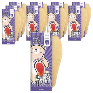 곰도리 여성용 큰발바닥 깔창 핫팩 좌우한쌍 세트 80g M, 10세트
