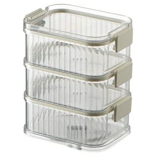 可搭多層密封罐, 蓋子(灰色扣) x 3 + 750ml透明罐身 x 3, 1組