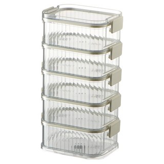 可搭多層密封罐, 蓋子(灰色扣) x 5 + 1.25L透明罐身 x 5, 1組