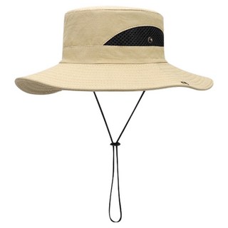 樂居家 戶外防曬 型男透氣登山帽, 米色