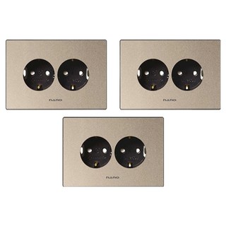 nano Monogold 簡約現代設計 獨特色彩 室內裝潢 橫式嵌入式插座 2孔 黑色, 3個