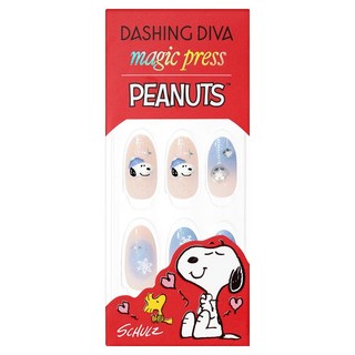 데싱디바 매직프레스 스노우 스누피 네일팁 아몬드, 스카이블루 + 누드, 1세트