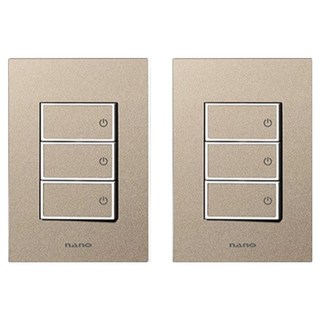 nano Monogold 簡約現代設計古董色感室內裝潢三孔開關 白色, 2個