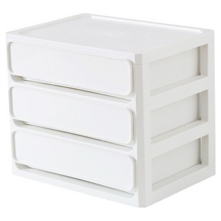 Mabso Shop 簡約俐落桌面抽屜式收納盒 26 x 19.5 x 22.3 cm BRP1631, 白色, 3層