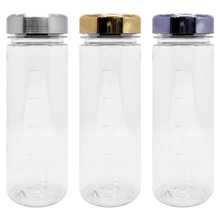 블루바 눈금표시 트라이탄 메탈캡 휴대용 보틀 500ml x 3종 세트, 실버, 골드, 퍼플, 1세트