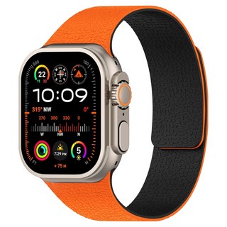 HAMATE Apple Watch 兼容扁平磁吸矽膠錶帶, 橘黑色, 1個
