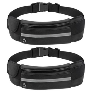 씨에스소울 초경량 스마트 런닝 와이드 플립 벨트 가방, 블랙, 블랙, 2개
