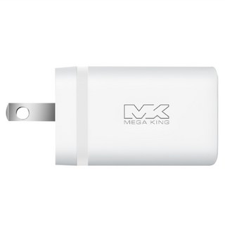 MEGA KING 氮化鎵三孔快充旅充頭 2C1A 65W, 1個, 白色