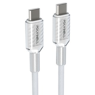 POLYWELL 寶利威爾 Type-C 公對公 晶透PD編織快充線 PW15-W45-A438, 白色, 1個, 100cm