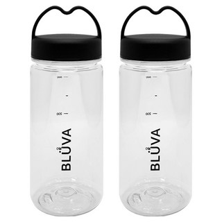 블루바 눈금표시 트라이탄 하트캡 쉐이커 보틀, 2개, 350ml, 블랙