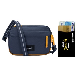 pacsafe GO 斜揹包 防盜包 + RFID防側錄卡套組, 海岸藍