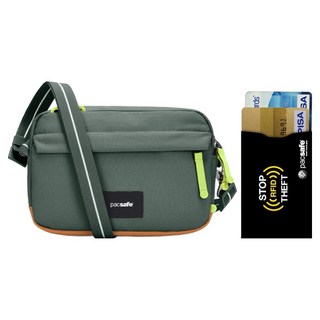 pacsafe GO 斜揹包 防盜包 + RFID防側錄卡套組, 雲杉綠