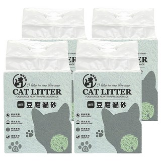 咪咪貓砂 CAT LITTER 豆腐貓砂/輕植系貓砂/除臭貓砂/植物貓砂, 6L, 綠茶, 4包