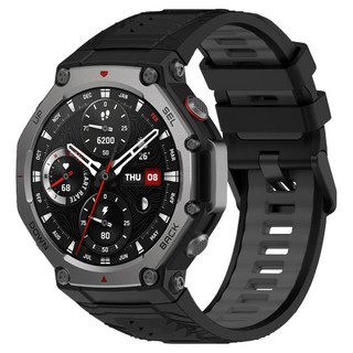 SPACE SHIELD Amazfit T-Rex 3 標準雙色錶扣矽膠錶帶, 黑灰色, 1個