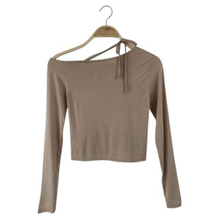 時尚黑 女款 Mizra肩帶不對稱露肩短版T恤 cpt17196k59