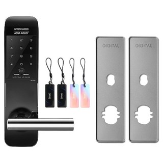 Gateman 蓋德曼 數位電子鎖 把手 + 玄關門卡片鑰匙 4p + 主鎖加固板 套組 銀色 WG-200, 顧客自行安裝