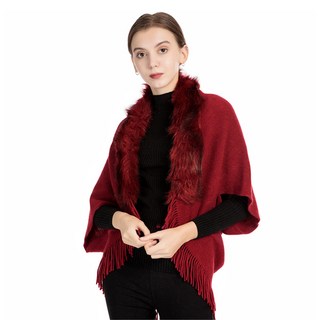 DMELD 女款多用途短毛絨披肩斗篷