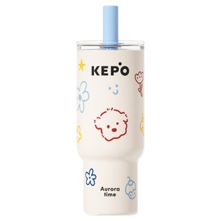 KEPO 靈感吸管杯 316L不銹鋼 KC013, 1個, 700ml, 萬物可愛 淺米色