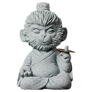 上手家居 招財風水擺件(招財擺飾/招財擺件/馬上有錢/開運/青砂石擺件)聰慧靈猴, 青砂石