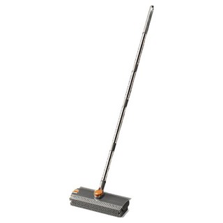 二合一旋轉地板刷(刮水掃把/浴室刷子/長柄刷/浴室清潔刷), 1個, 灰色